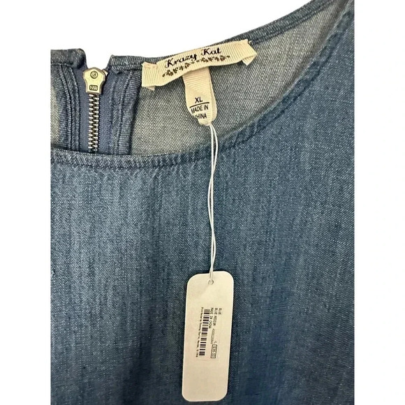 Krazy Kat Blue Chambray Denim 3/4 Bell Sleeve Shift Dress Size XL NWT - Picture 3 of 4